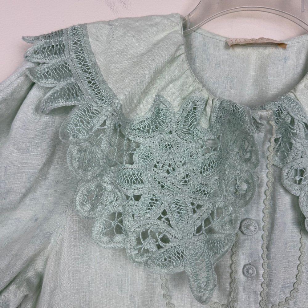 Ulla Johnson 2022 Fiona Linen Collar Cottage Handkerchief Dress - Picture 7 of 11
